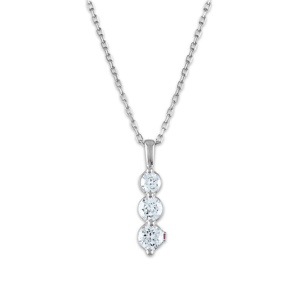 LoveSong EcoLove 3/4 CTW Lab Grown Diamond Three Stone 18" Pendant in 10KT White Gold