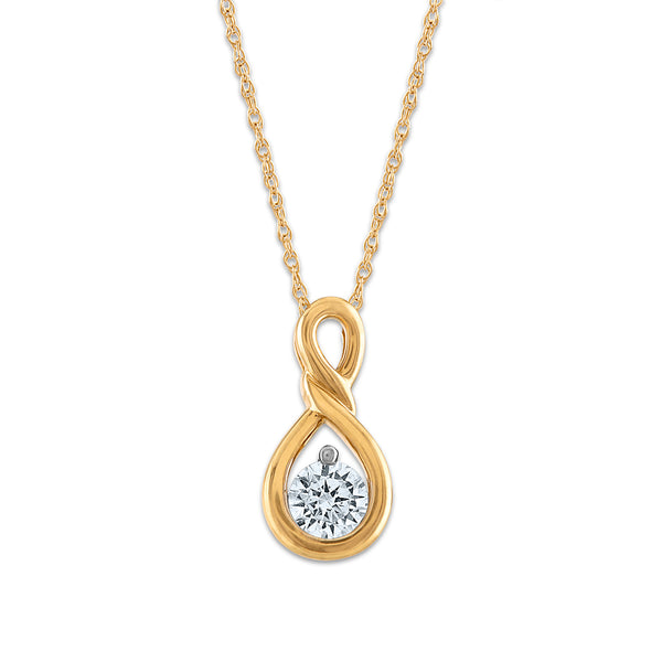 LoveSong EcoLove 1/4 CTW Lab Grown Diamond Infinity 18" Pendant in 10KT Yellow Gold