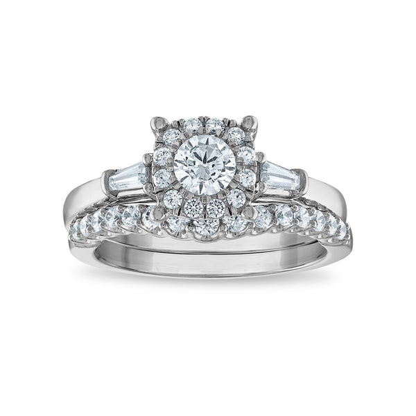 LoveSong EcoLove 1 CTW Lab Grown Diamond Halo Bridal Set in 10KT White Gold