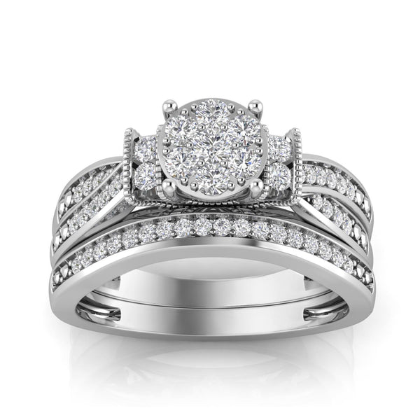 LoveSong EcoLove 1/2 CTW Lab Grown Diamond Halo Bridal Set in 10KT White Gold