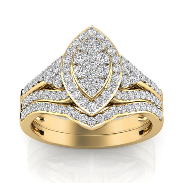 LoveSong EcoLove 3/4 CTW Lab Grown Diamond Halo Bridal Set in 10KT Yellow Gold