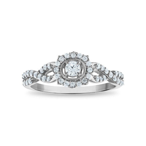 LoveSong EcoLove 3/8 CTW Lab Grown Diamond Promise Halo Round Shaped Ring in 10KT White Gold