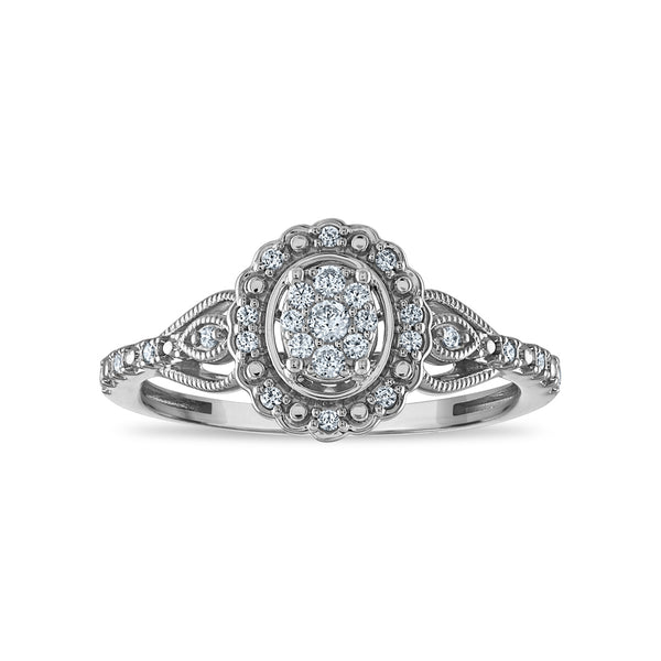 LoveSong EcoLove 1/6 CTW Lab Grown Diamond Halo Promise Ring in Rhodium Plated Sterling Silver
