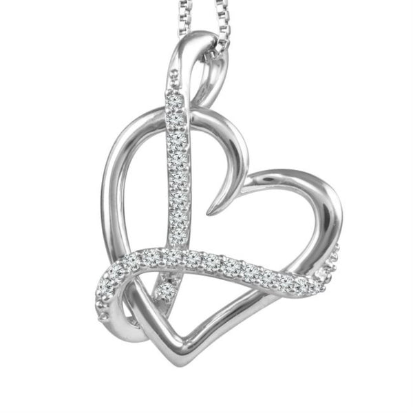LoveSong 1/10 CTW Diamond Heart 18" Pendant in Sterling Silver