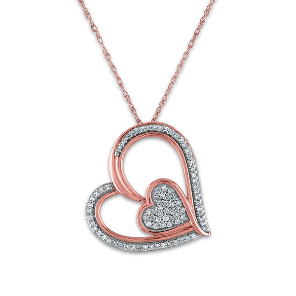 LoveSong 1/4 CTW Diamond Heart 18" Pendant in 10KT Rose Gold