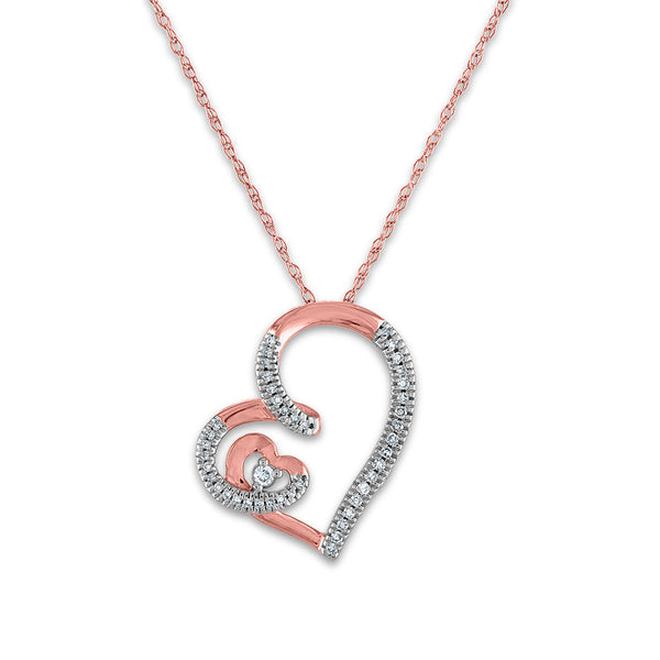 LoveSong 1/10 CTW Diamond Heart 18" Pendant in 10KT Rose Gold
