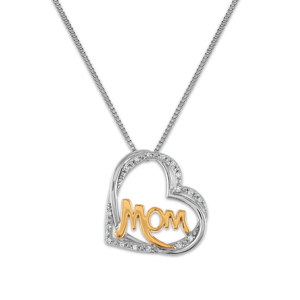 LoveSong 1/20 CTW Diamond 18" Mom Pendant in Sterling Silver