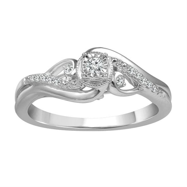LoveSong 1/10 CTW Diamond Promise Ring in Sterling Silver