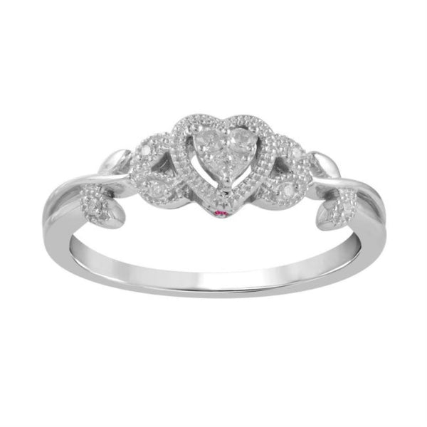 LoveSong 1/12 CTW Diamond Heart Promise Ring in Sterling Silver