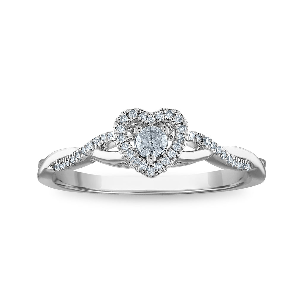 LoveSong 1/6 CTW Natural Diamond Heart Promise Ring in Sterling Silver — Default Title