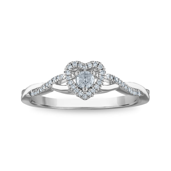 LoveSong 1/6 CTW Diamond Heart Promise Ring in Sterling Silver