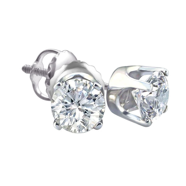 Premiere 1 CTW Diamond Solitaire Stud Earrings in 14KT White Gold