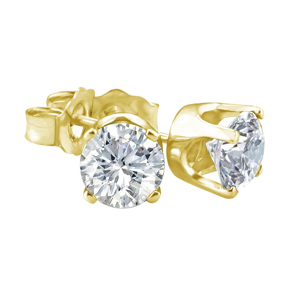 Premiere 1/10 CTW Diamond Solitaire Stud Earrings in 14KT Yellow Gold