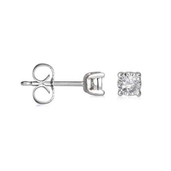 1/10 CTW Diamond Illusion Set Stud Earrings in Sterling Silver