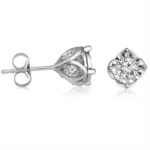 1 CTW Diamond Solitaire Illusion Set Stud Earrings in 10KT White Gold