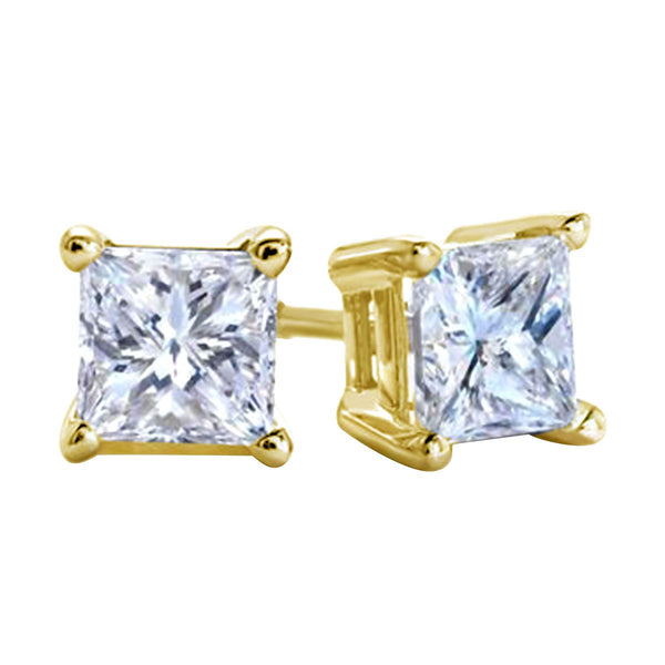 Premiere 1/10 CTW Diamond Solitaire Stud Earrings in 14KT Yellow Gold