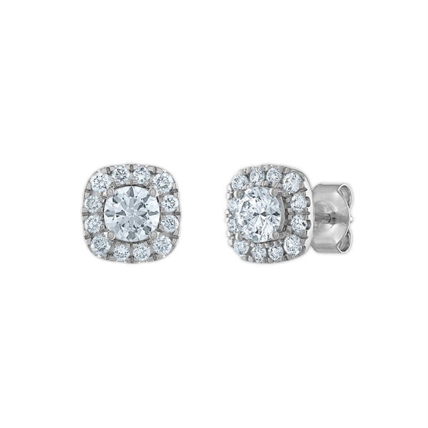 EcoLove 1 CTW Lab Grown Diamond Halo Stud Earrings in 14KT White Gold