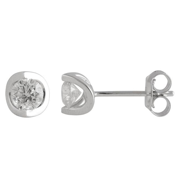 1/4 CTW Diamond Solitaire Stud Tension Set Earrings in 14KT White Gold