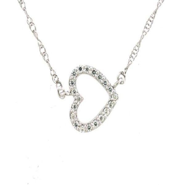 1/10 CTW Diamond Heart Sideway Necklace in Sterling Silver