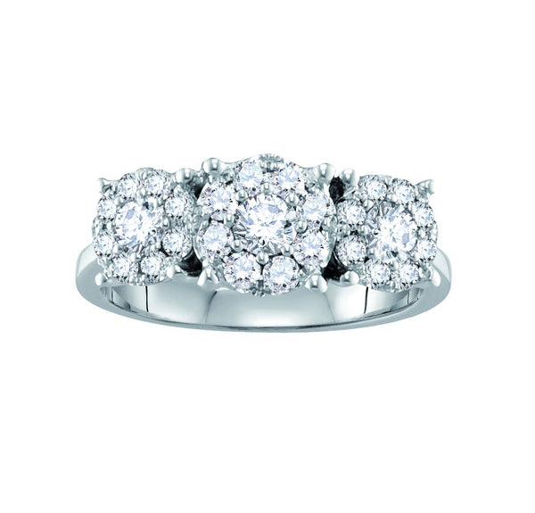 1 CTW Diamond Three Stone Anniversary Ring in 10KT White Gold
