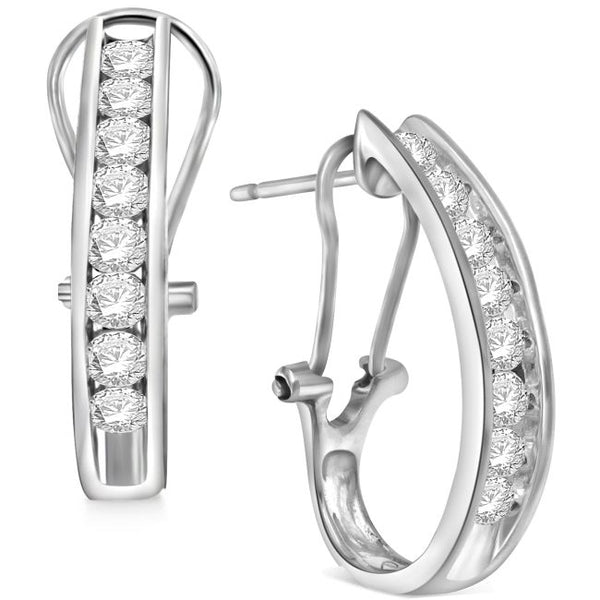 1 CTW Diamond Hoop Earrings in 10KT White Gold