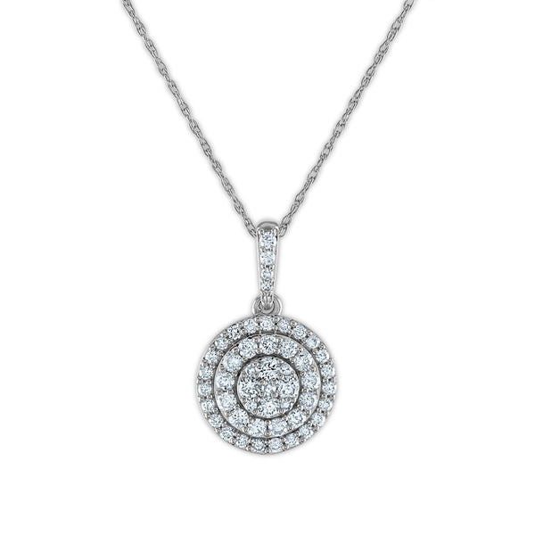 1/2 CTW Diamond Halo Round 18" Pendant in 14KT White Gold
