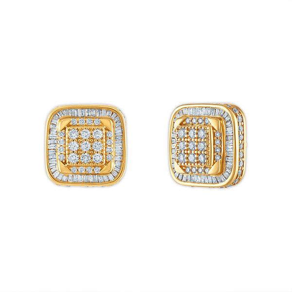 2 CTW Diamond Cluster Stud Earrings in 10KT Yellow Gold