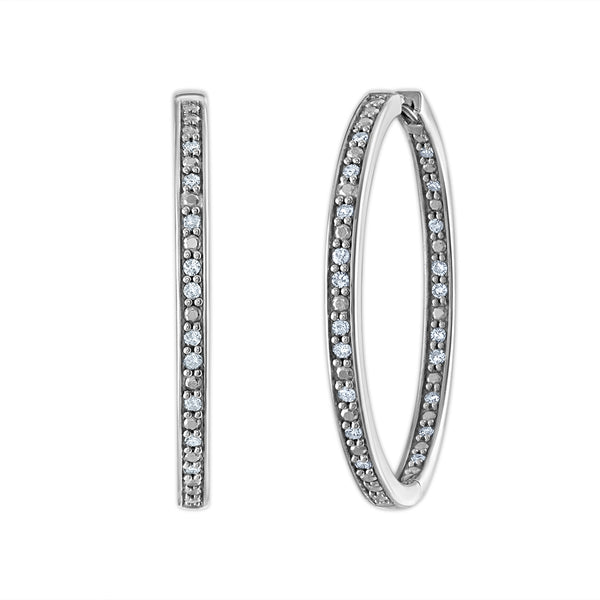1/4 CTW Diamond In & Out Hoop Earrings in Sterling Silver