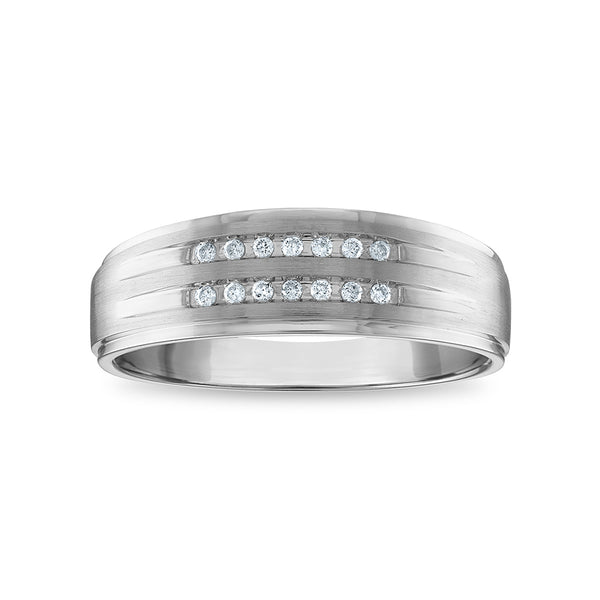 1/10 CTW Diamond Wedding Double Row Ring in 10KT White Gold