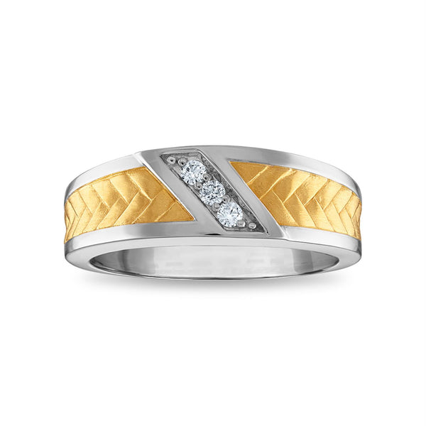 1/10 CTW Diamond Wedding Ring in 10KT White and Yellow Gold