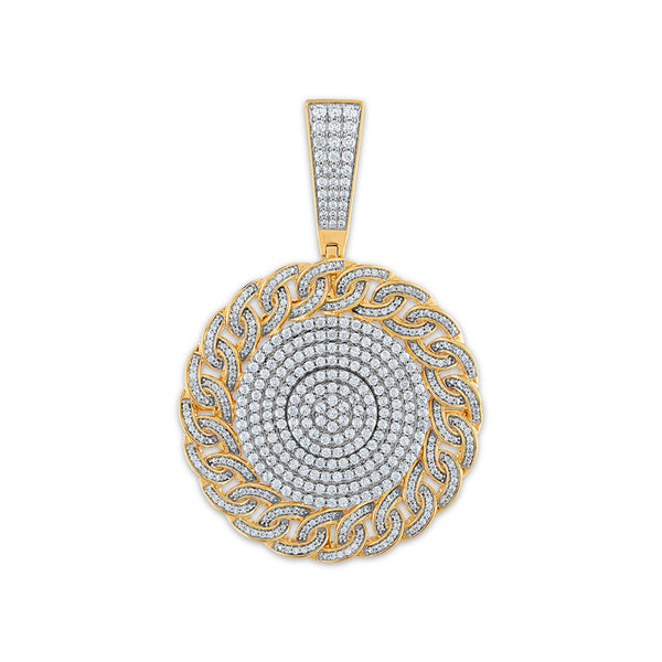 2-1/2 CTW Diamond Miami Cuban Link Medal 18" Pendant-Chain Not Included in 10KT Yellow Gold
