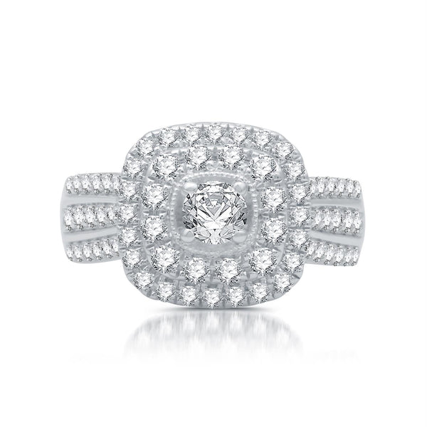 1 1/4 CTW Diamond Halo Engagement Ring in 10KT White Gold