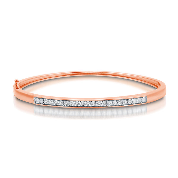1/10 CTW Diamond Illusion Set Bangle Bracelet in Rose Gold Plated Sterling Silver