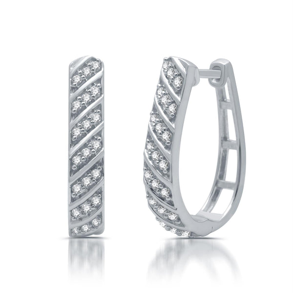 1/2 CTW Diamond Fashion Hoop Earrings in Rhodium Plated Sterling Silver