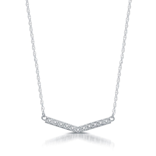 1/10 CTW Diamond 17" Fashion Necklace in Rhodium Plated Sterling Silver