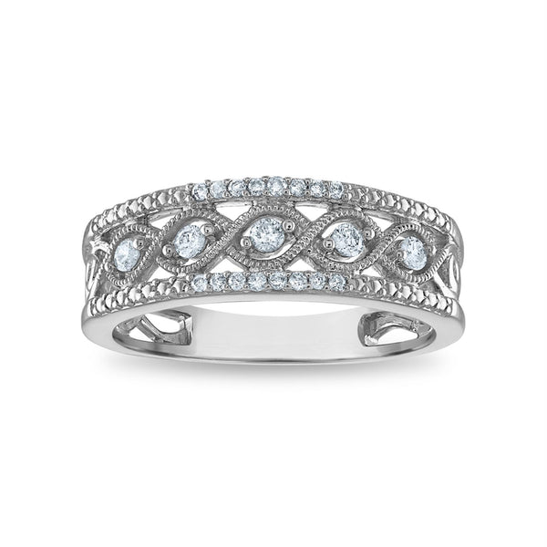 1/5 CTW Diamond Fashion Anniversary Ring in Rhodium Plated Sterling Silver