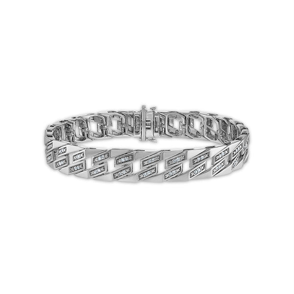 1 CTW Diamond Fashion 8.5" Bracelet in Rhodium Plated Sterling Silver