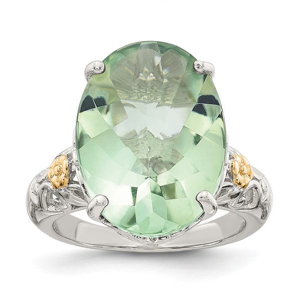 18X14MM Oval Green Quartz Ring in Sterling Silver; Size 7
