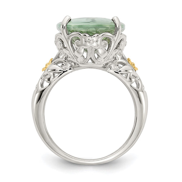18X14MM Oval Green Quartz Ring in Sterling Silver; Size 7