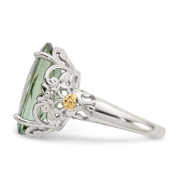 18X14MM Oval Green Quartz Ring in Sterling Silver; Size 7