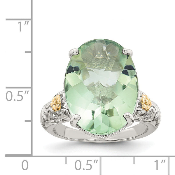 18X14MM Oval Green Quartz Ring in Sterling Silver; Size 7