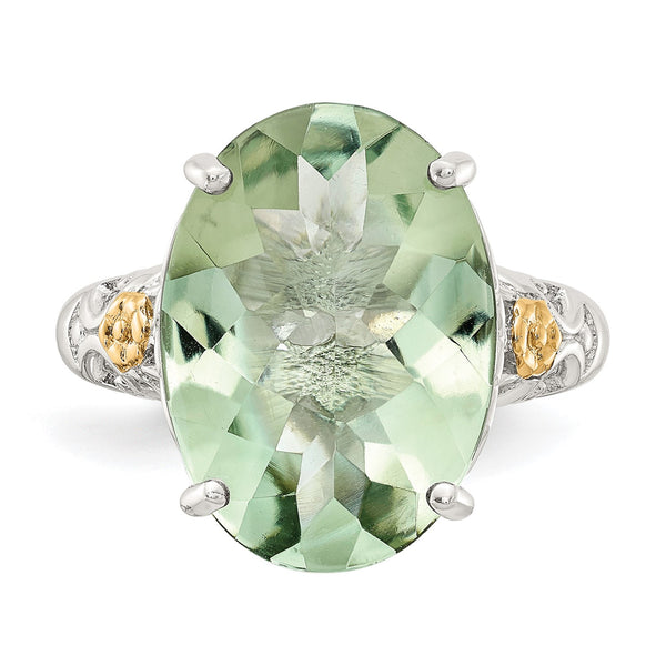 18X14MM Oval Green Quartz Ring in Sterling Silver; Size 7