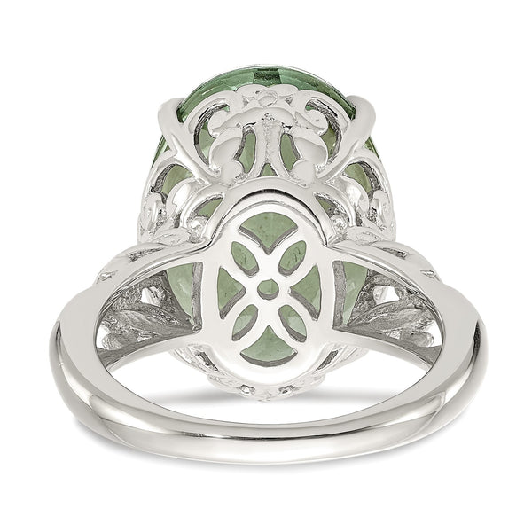 18X14MM Oval Green Quartz Ring in Sterling Silver; Size 7