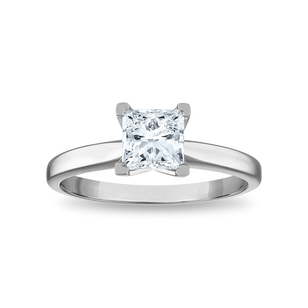 Signature Certificate EcoLove 1 CTW Princess Cut Lab Grown Diamond Solitaire Engagement Ring in 14KT White Gold