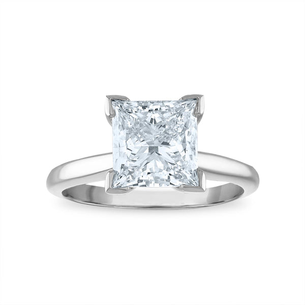 Signature Certificate EcoLove 3 CTW Princess Cut Lab Grown Diamond Solitaire Engagement Ring in 14KT White Gold