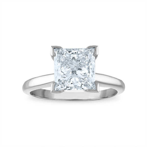 Signature Certificate EcoLove 3 CTW Princess Cut Lab Grown Diamond Solitaire Engagement Ring in 14KT White Gold