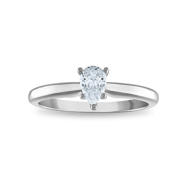 Signature Certificate EcoLove 1/2 CTW Pear Diamond Solitaire Engagement Ring in 14KT White Gold