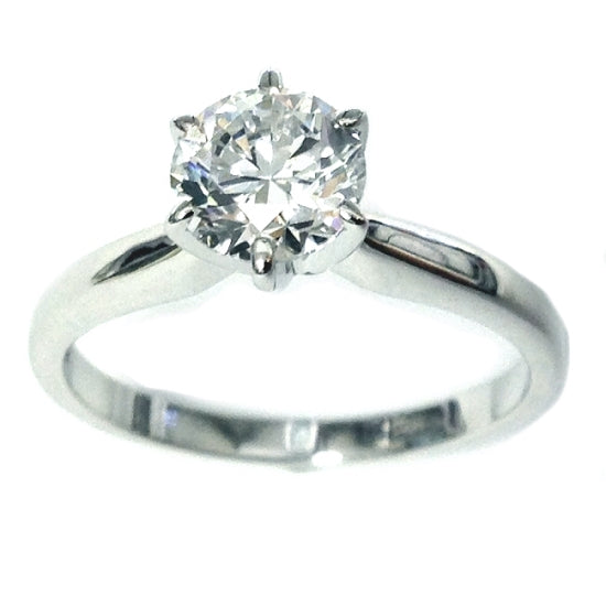 Signature Certificate 1 CTW Round Diamond Solitaire Ring in 14KT White Gold