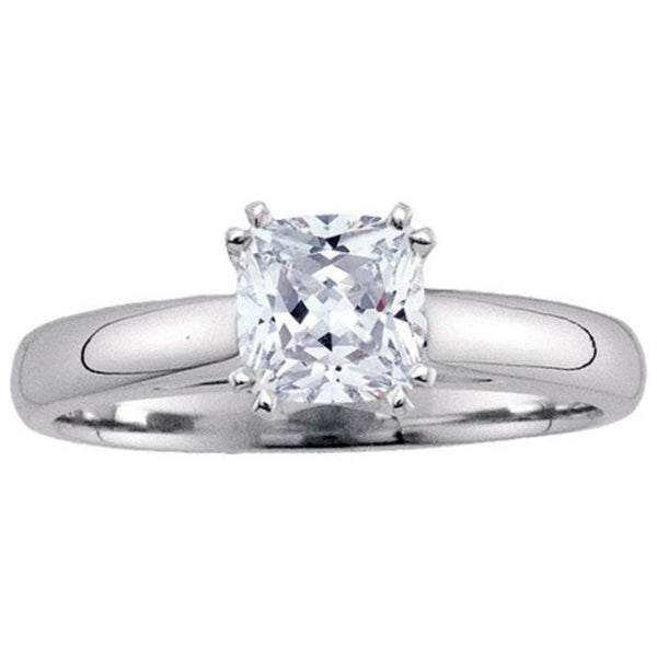Signature Certificate 3/4 CTW Cushion Diamond Solitaire Engagement Ring in 14KT White Gold
