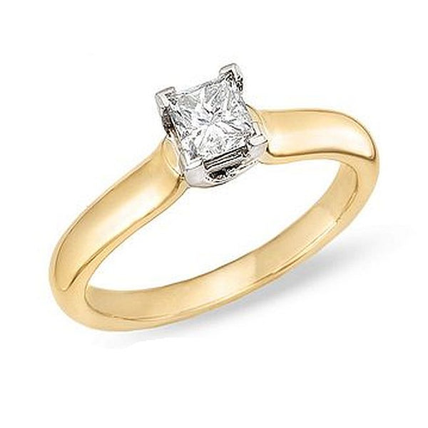 Signature Certificate 1/2 CTW Princess Cut Diamond Solitaire Engagement Ring in 14KT Yellow Gold